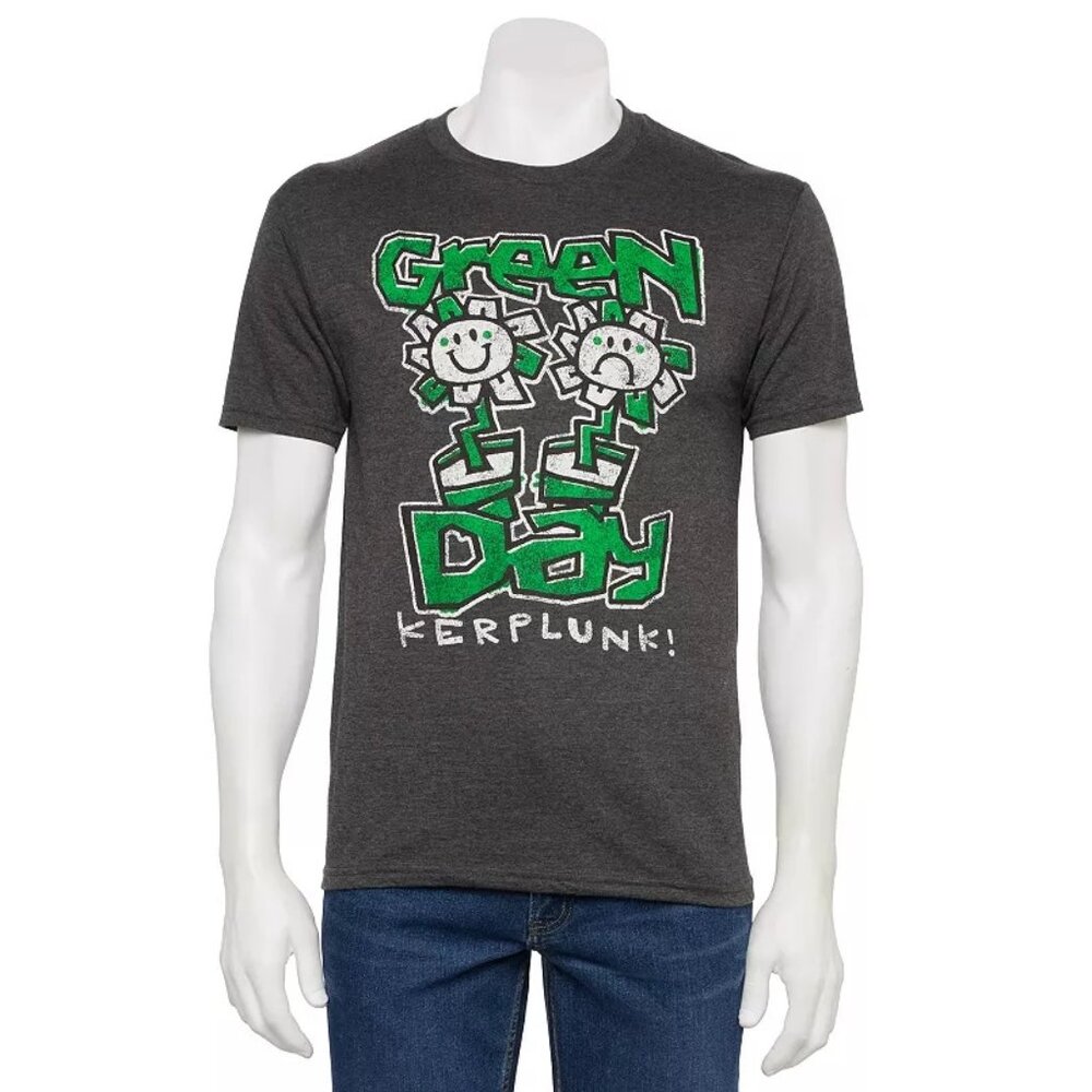 Green Day Mens Kerplunk! Flower Pots Retro Distressed Graphic Shirt New